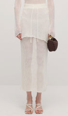 Hollow Out Drawstring Maxi Skirt