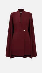 Mini Dress With Flared Sleeves In Claret
