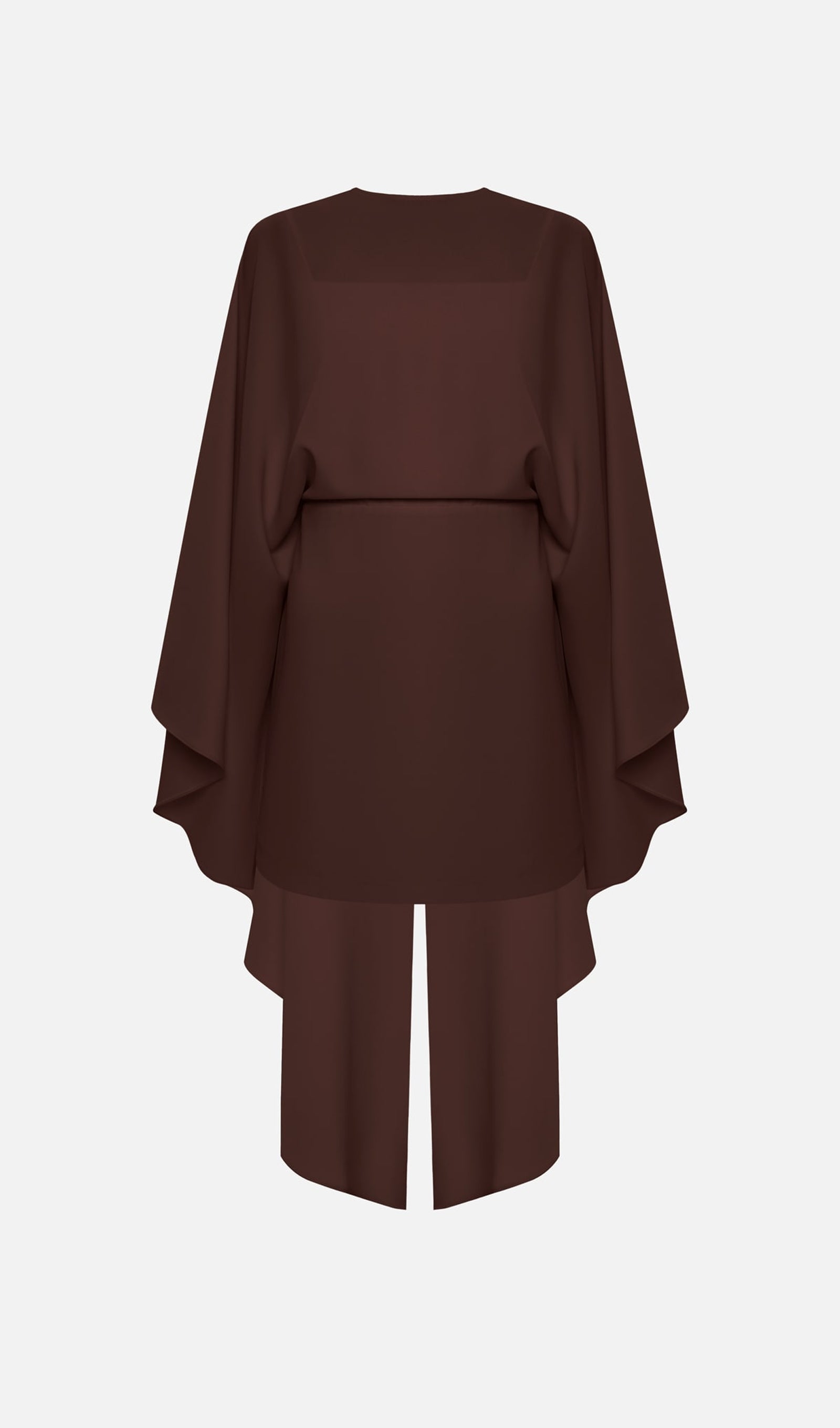 Mini Dress With Flowing Cape In Brown