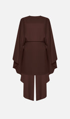 Mini Dress With Flowing Cape In Brown