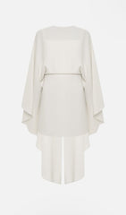 Mini Dress With Flowing Cape In Cream