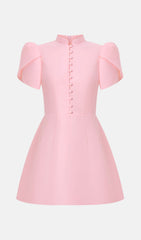 Mini Dress With High Collar In Pink