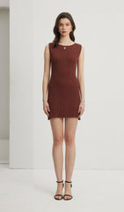 Mayok Open Back Mini Dress Coffee