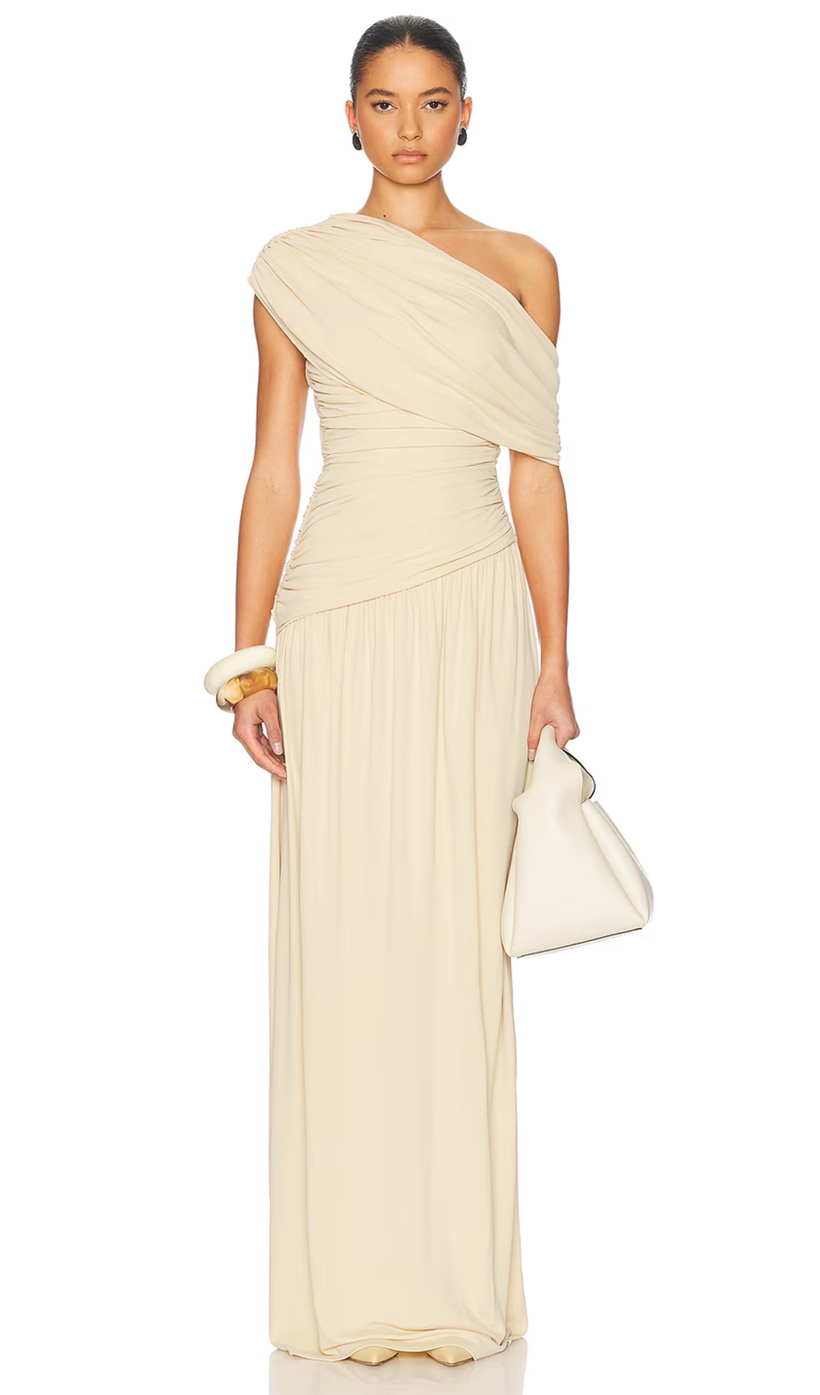 Off Shoulder Pleated Maxi Dress