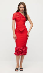 Off Shoulder Fishbone Top & Hip Skirt