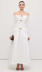 Off Shoulder Panelled Maxi Dress