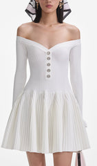 Off Shoulder Ribbed Knit Mini Dress