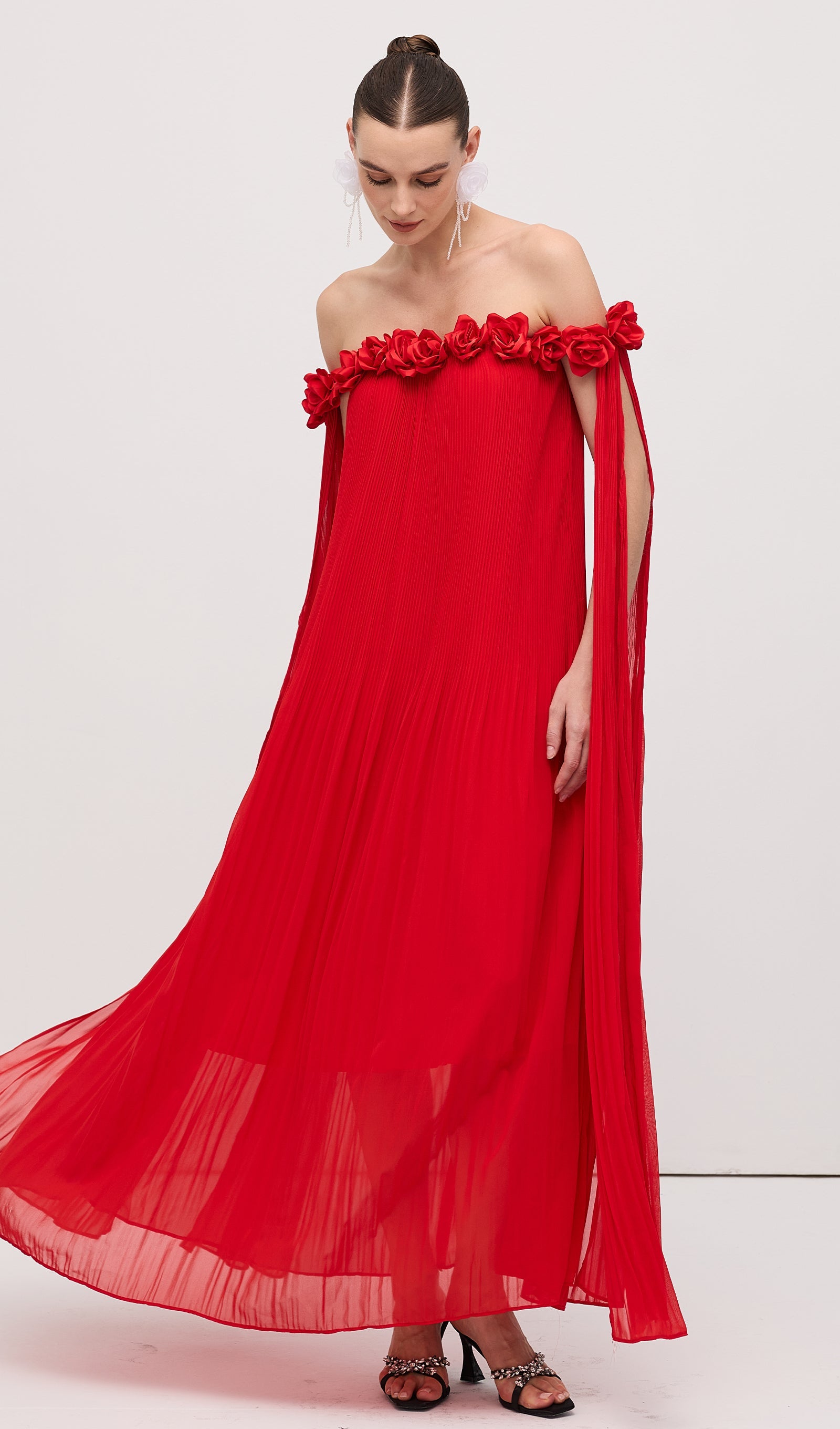 Off Shoulder Draped Maxi Dress