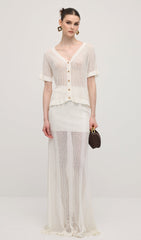 Openwork Jersey Maxi Skirt Sets In White