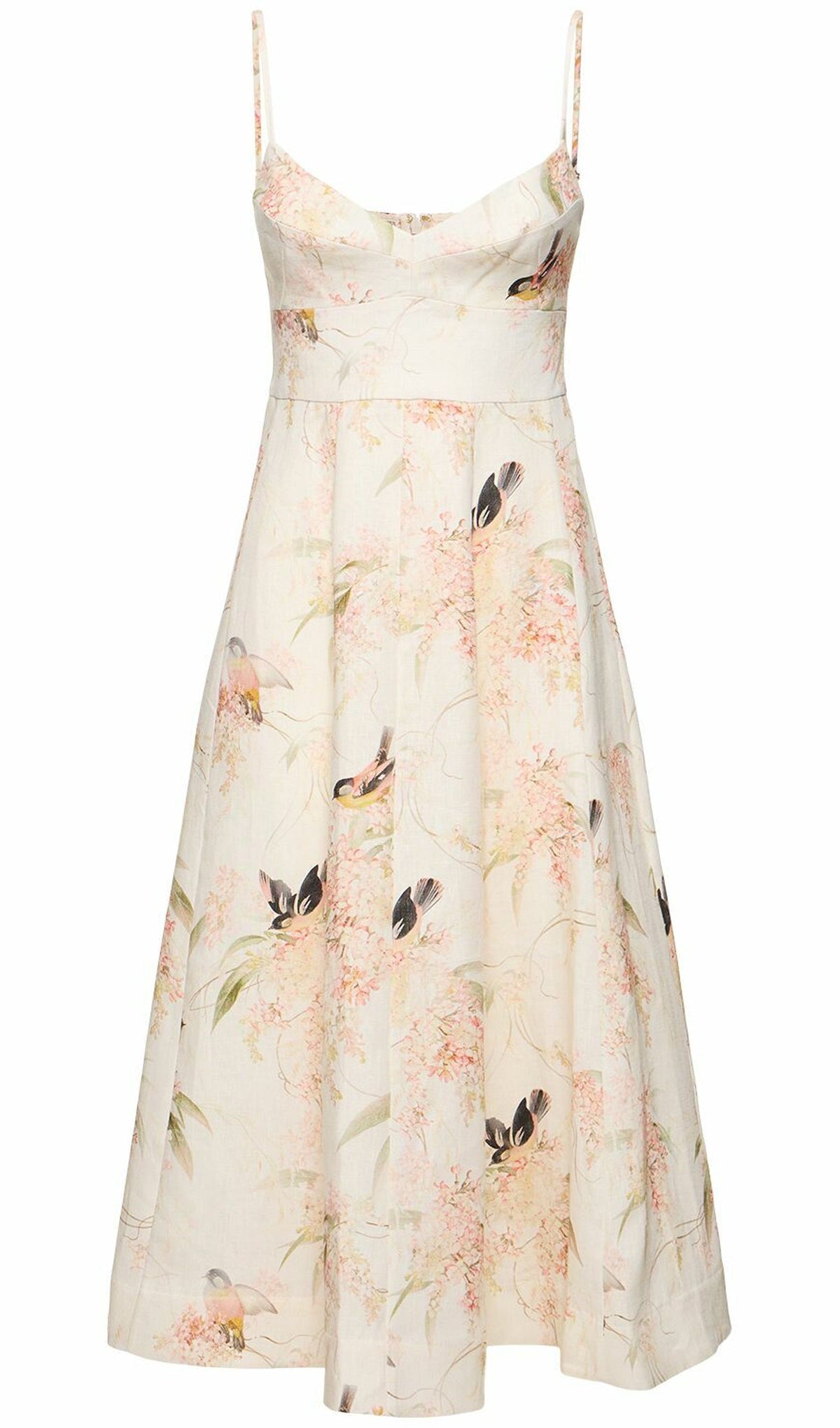 Printed Linen Midi Dress