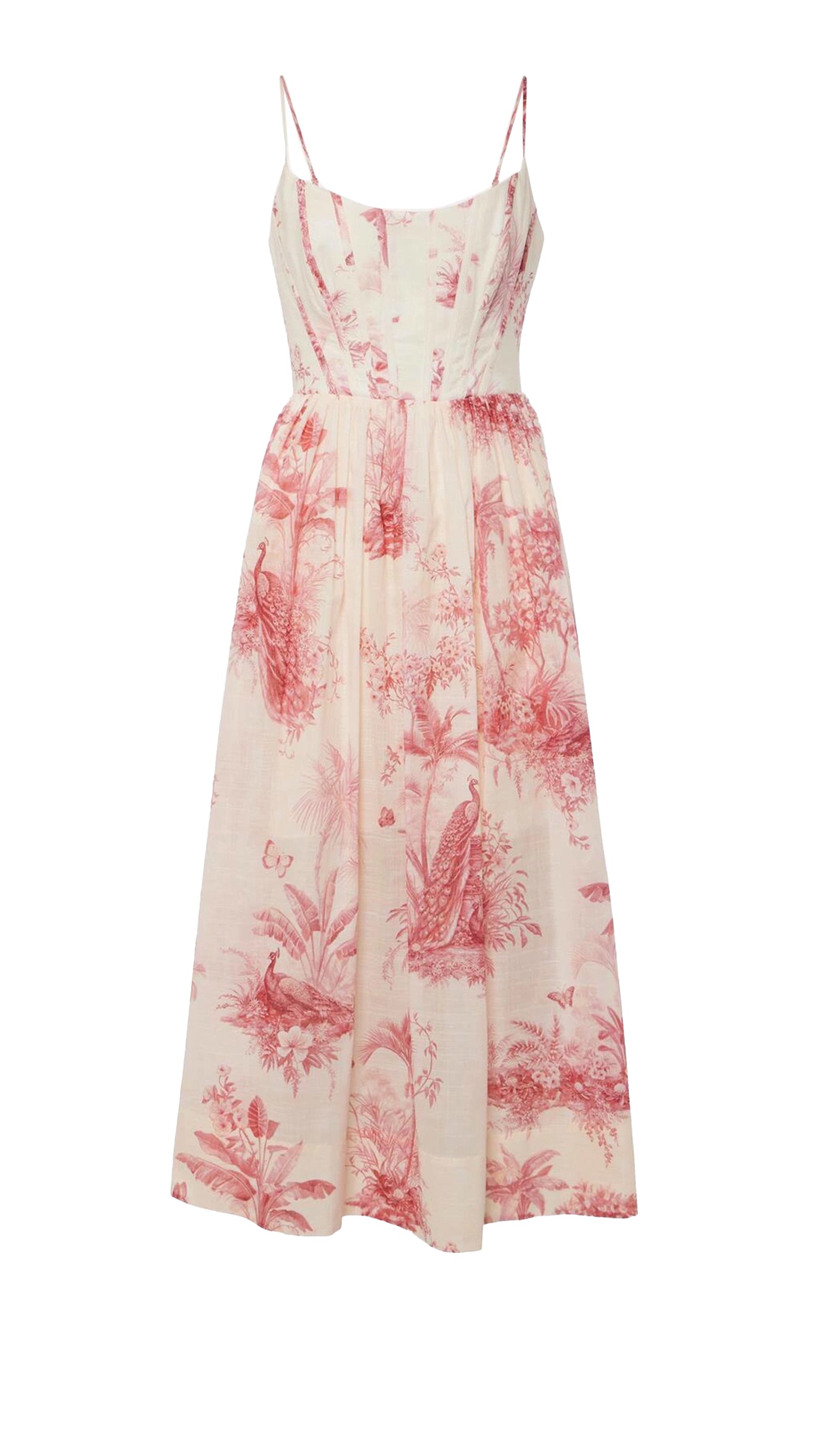 Printed Poplin Midi Corset Dress