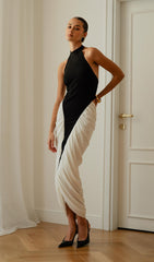 Ruched Halterneck Midi Bodycon Dress