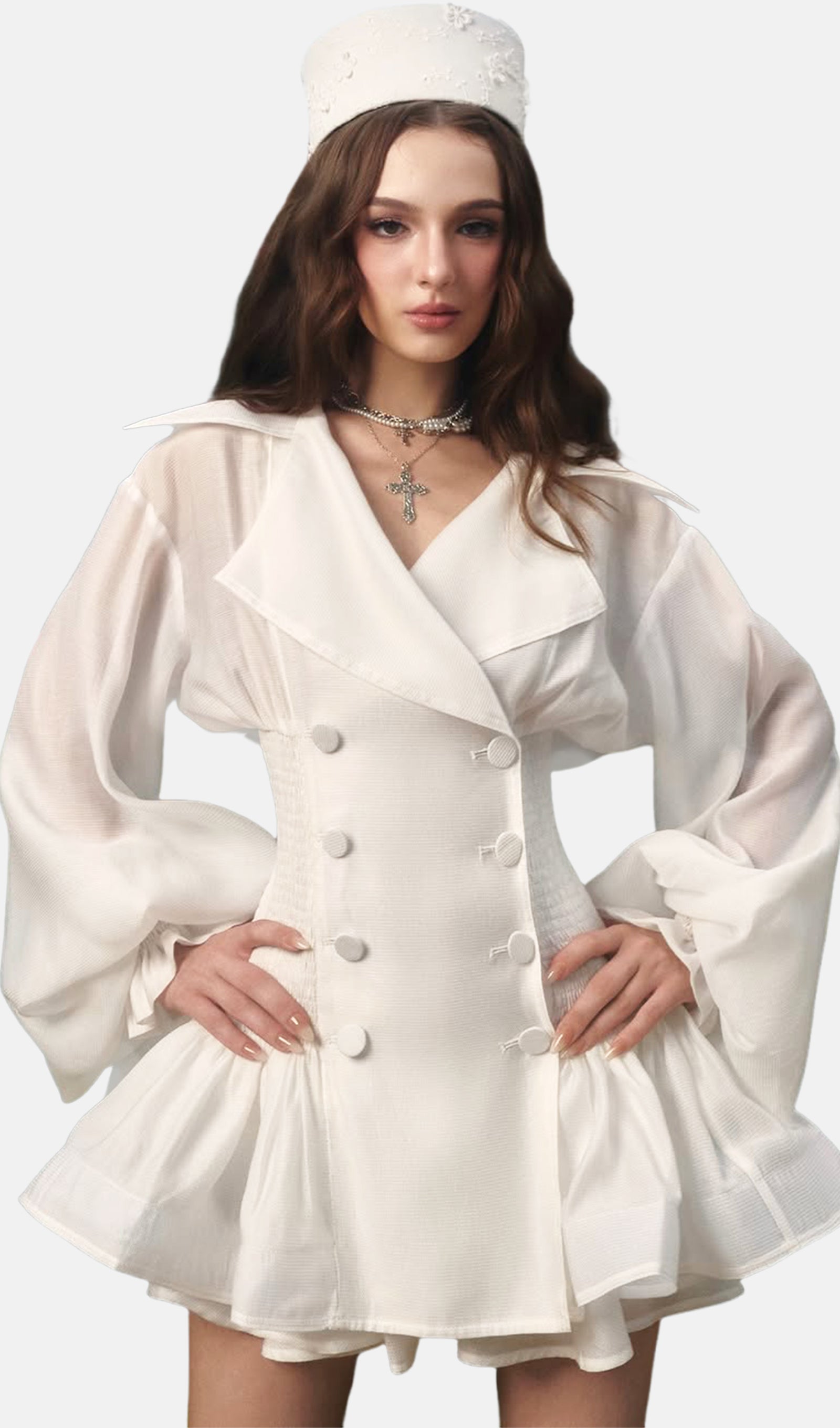 Ruffled Balloon Sleeve Puffy Mini Dress