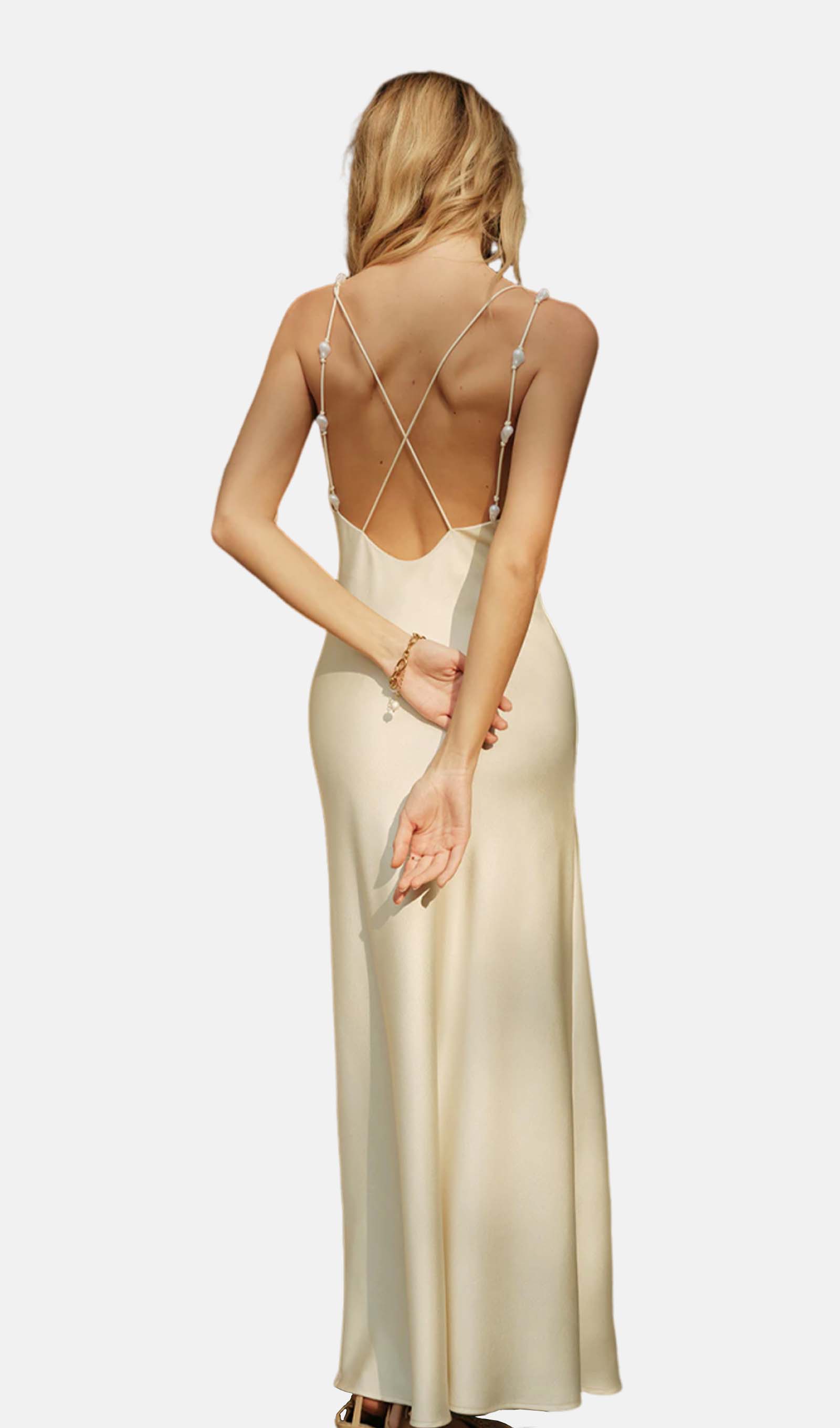 Satin Backless Slip Maxi Dress