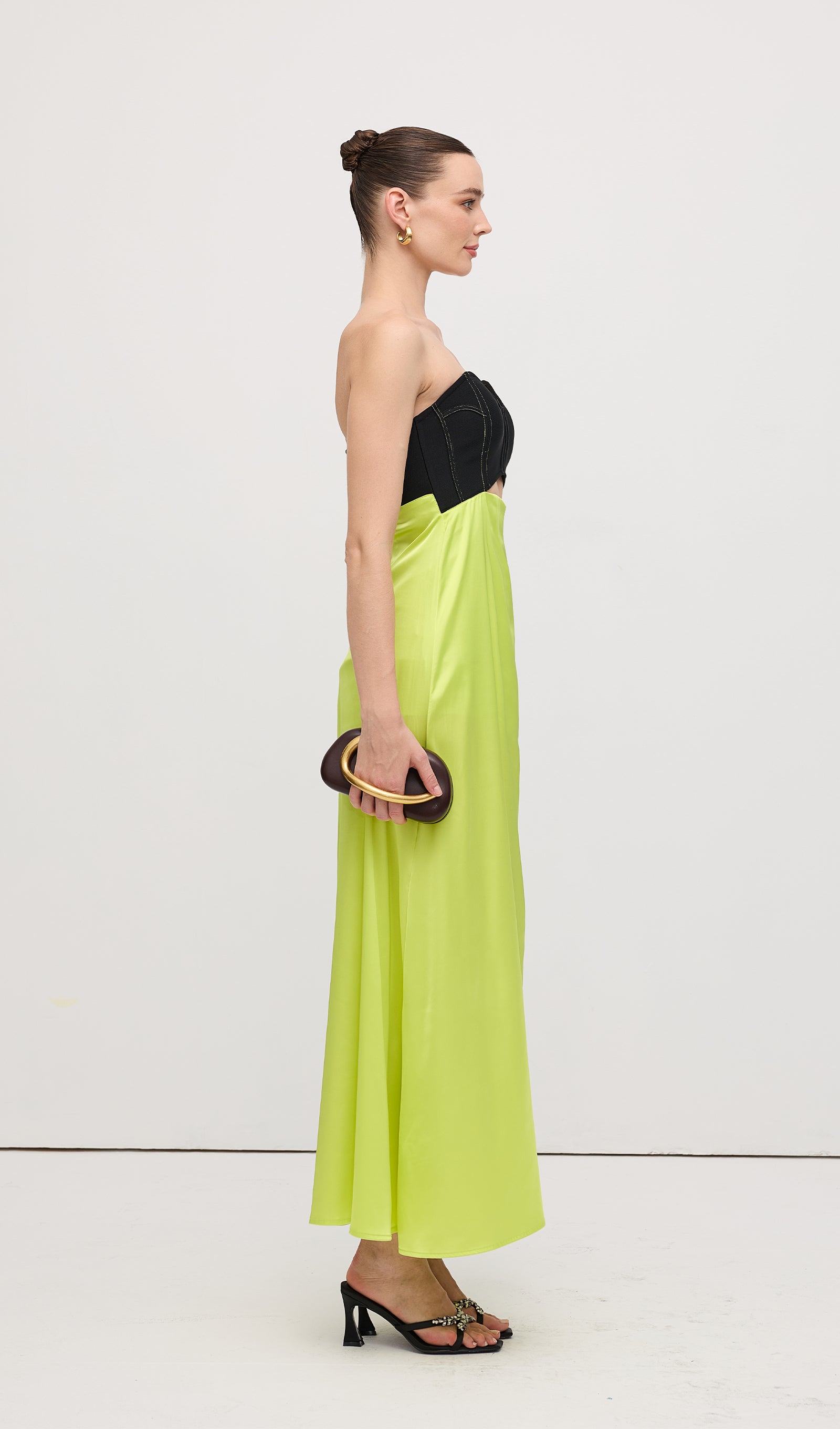 Corsetry Inspired Strapless Maxi Dress