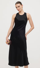 Satin Woven Column Midi Dress