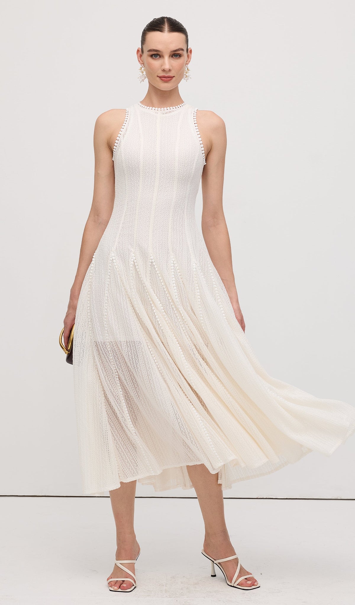 Semi Sheer Lace Sleeveless Maxi Dress