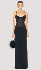 Sheer Knit Curve Maxi Dress In Black