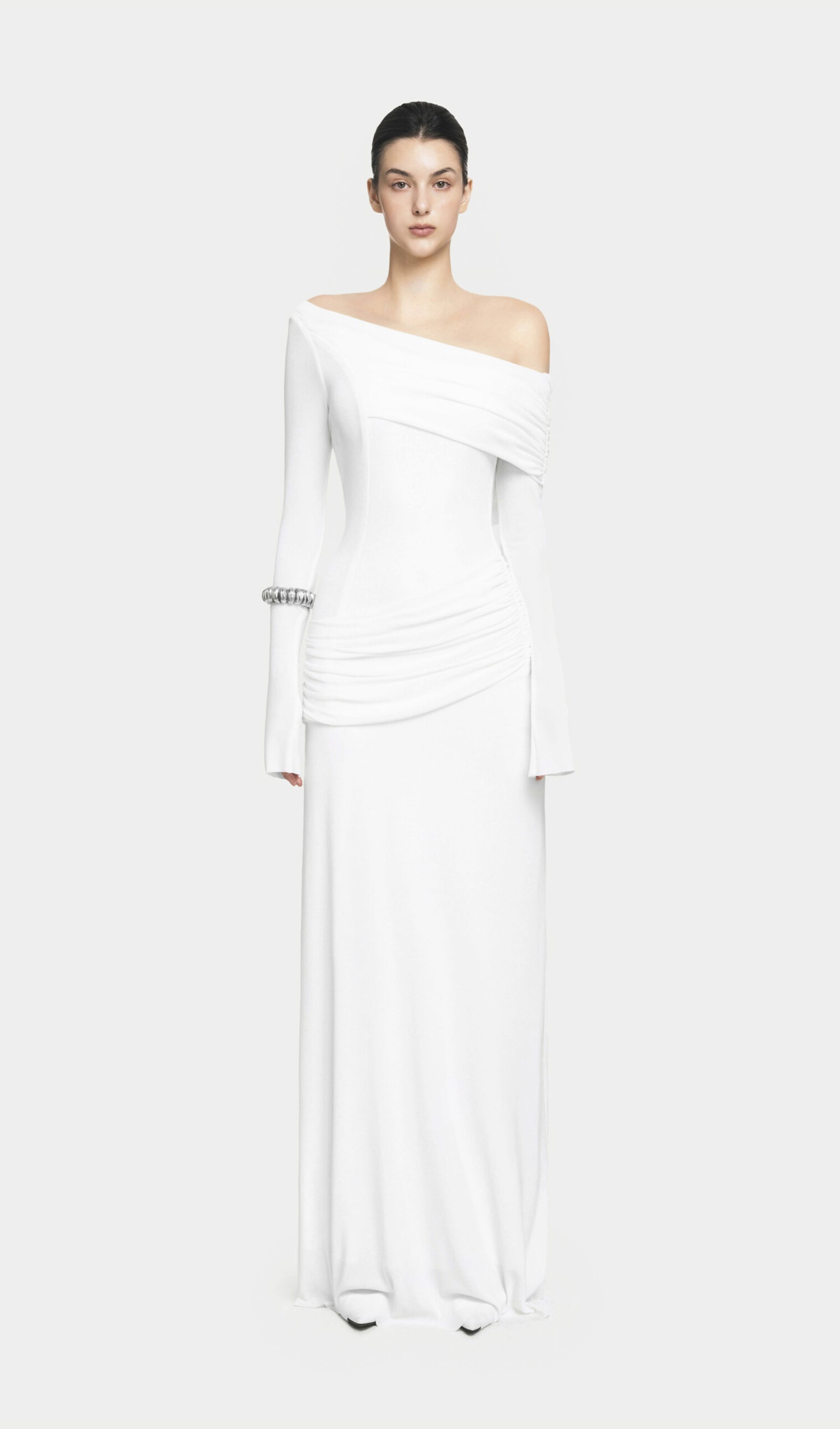 Single Jersey Knit  Draped Maxi Dress