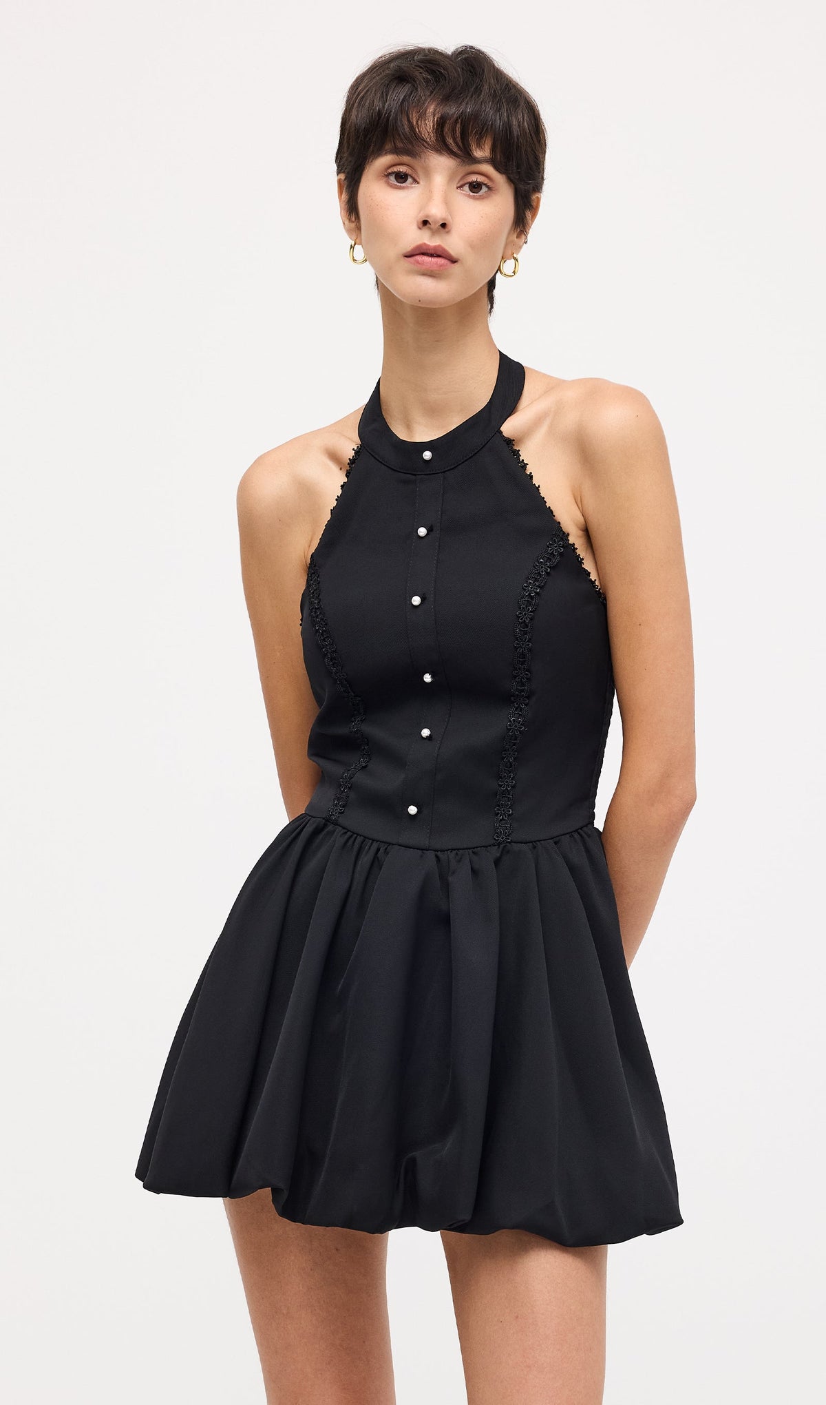 Sleeveless Halter Neck Mini Dress