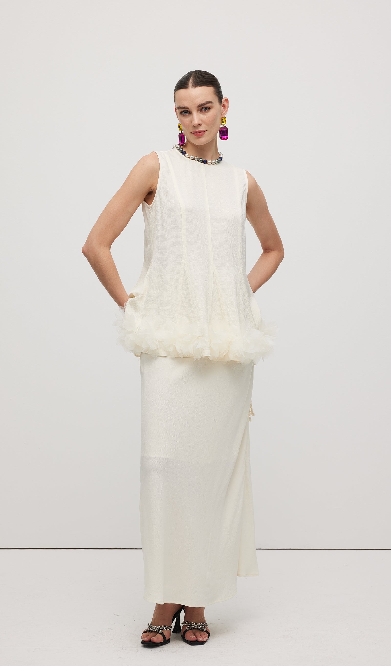 Sleeveless Ruffle Maxi Dress Sets