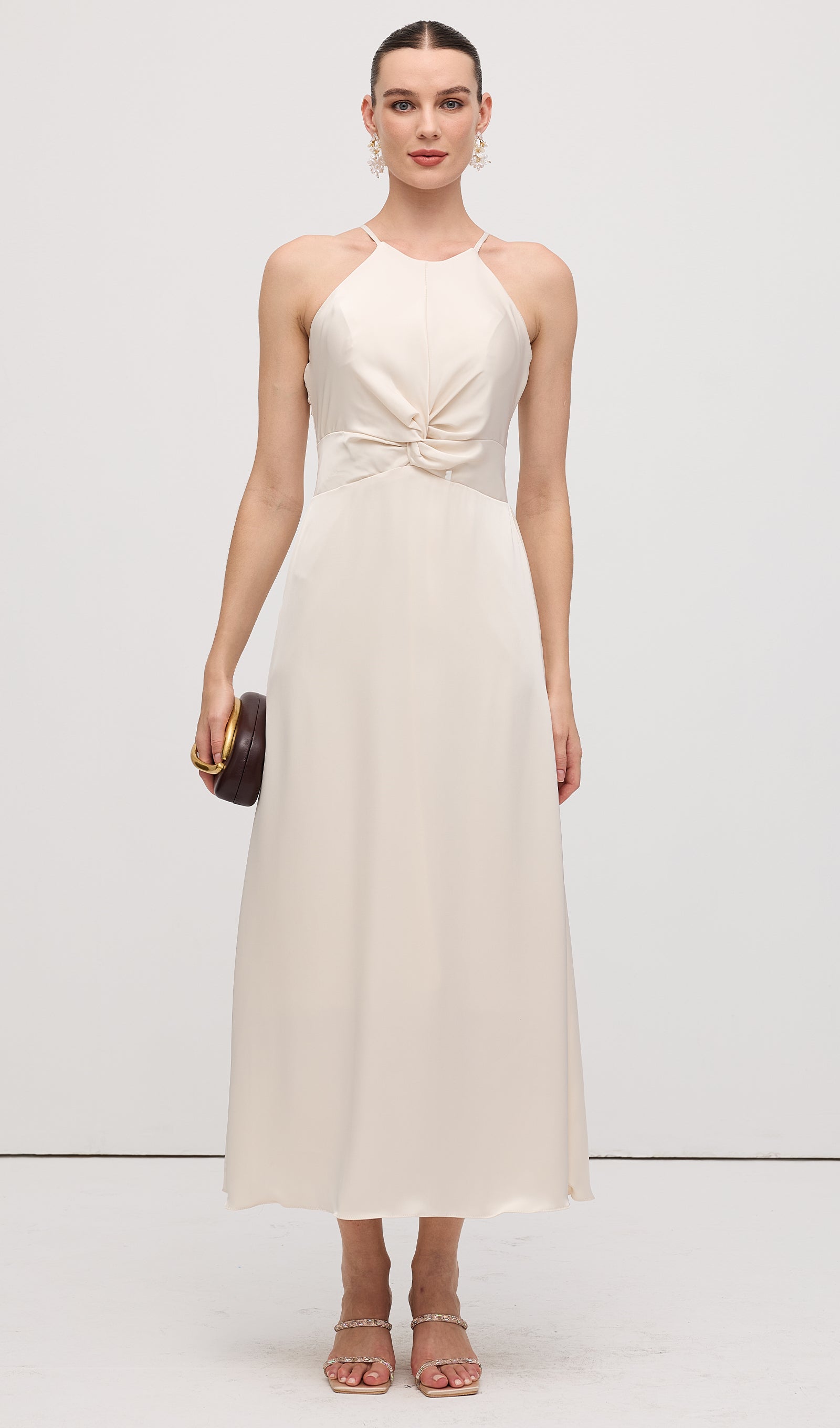 Sleeveless Satin Midi Dress