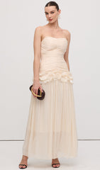 Slim Strapless Ruffle Maxi Dress