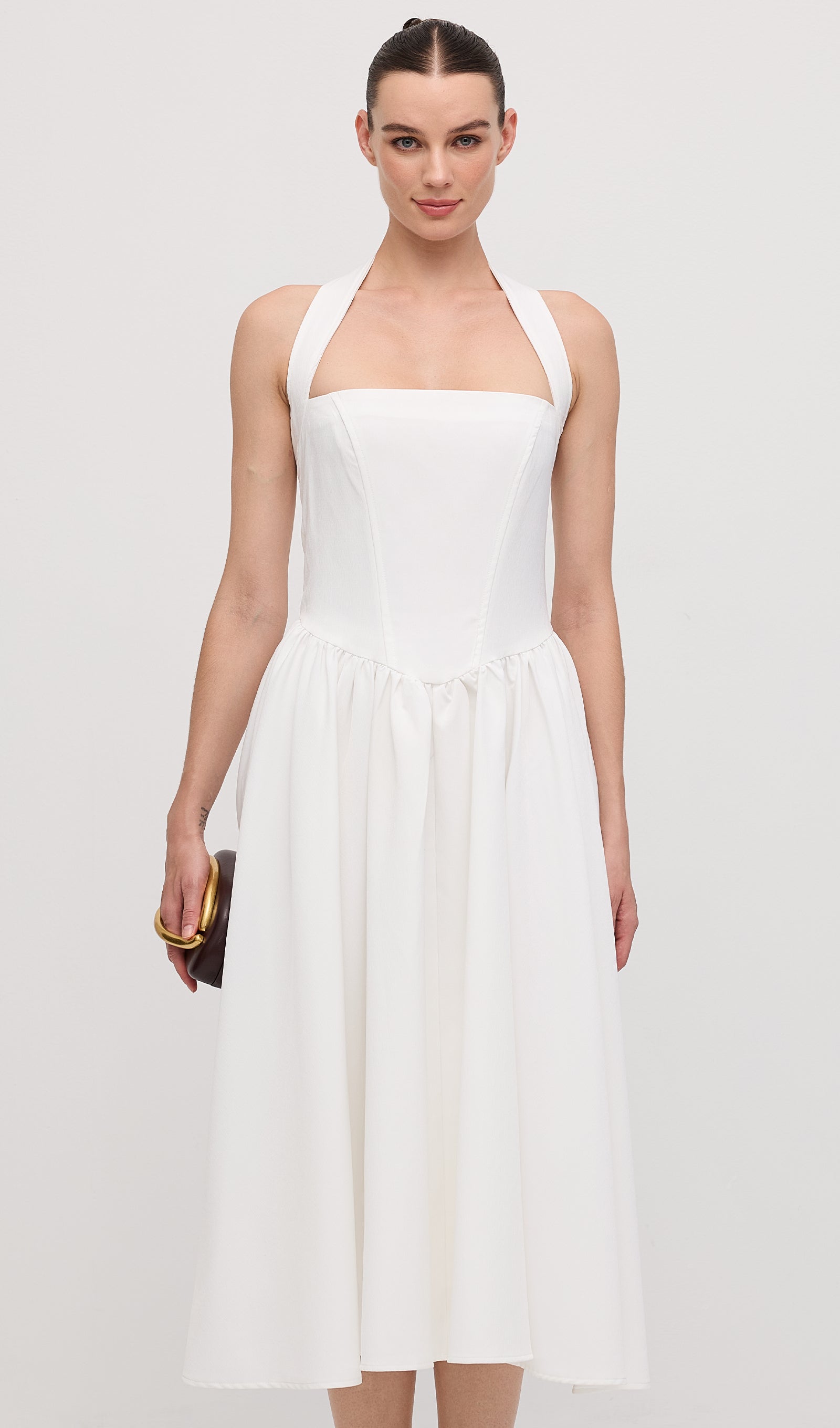 Solid Halter Midi Dress