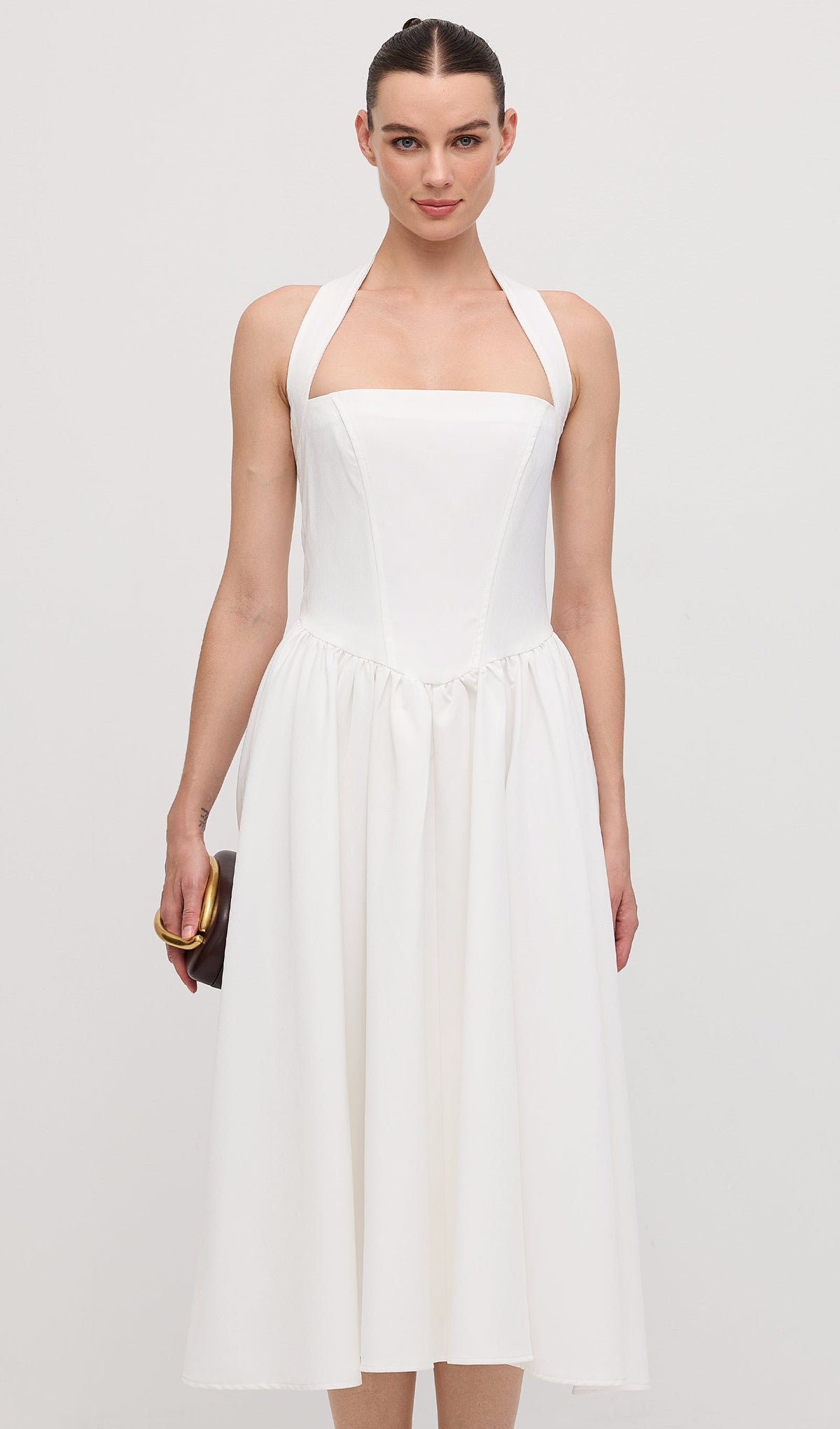 Solid Halter Midi Dress