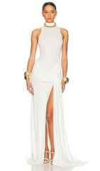 Solid Jersey Slit Maxi Dress