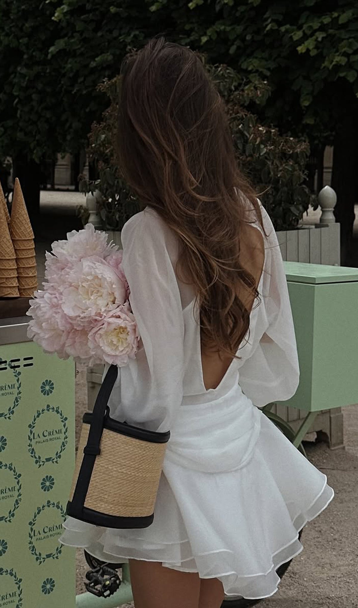 Solid Lantern Sleeve Mini Dress In White