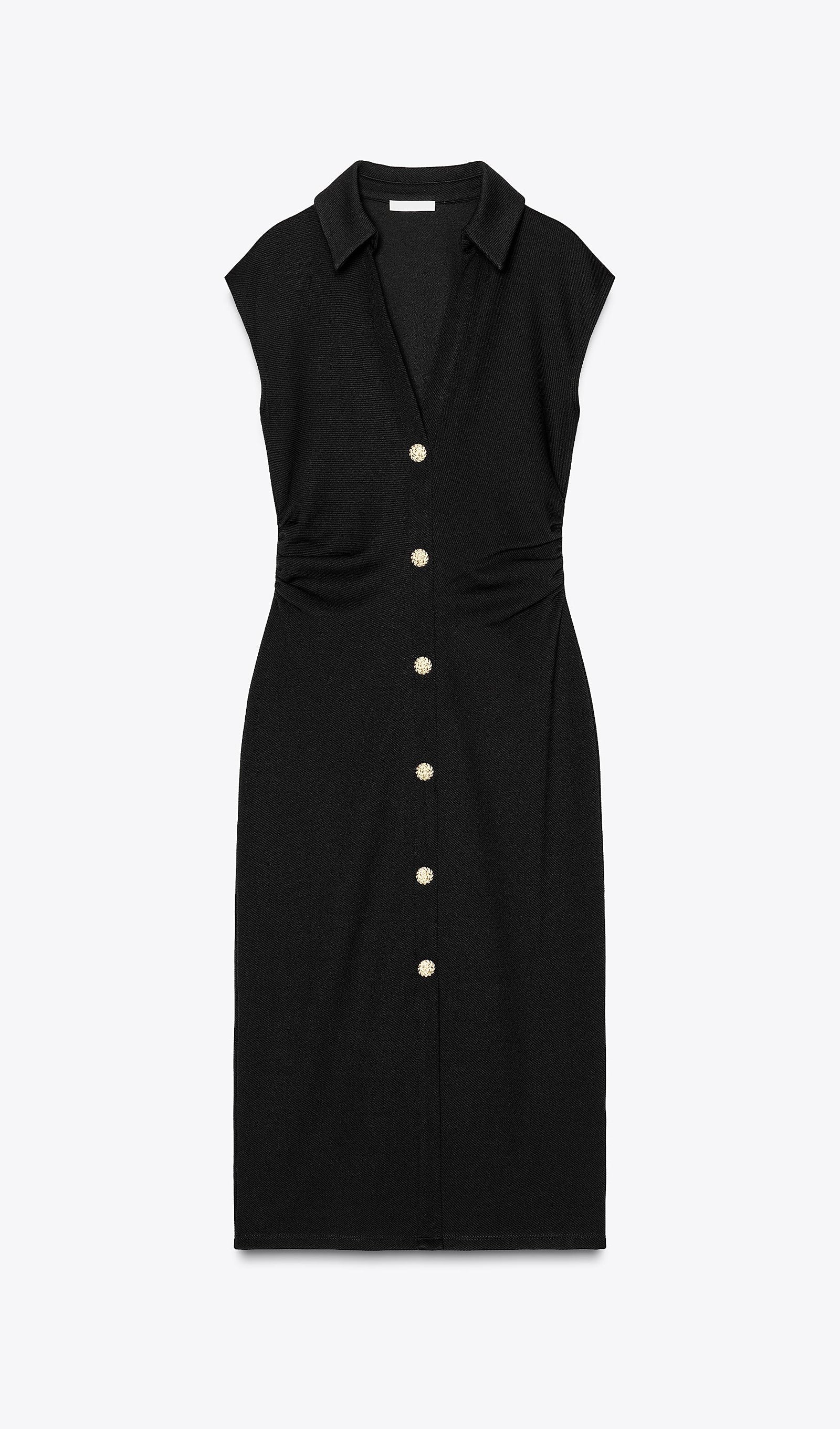 Solid Pique Shirt Midi Dress