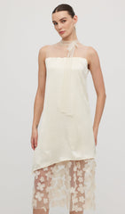 Solid Mesh Stitching Sleeveless Midi Dress