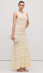 Solid Ruffled Knit Maxi Dress