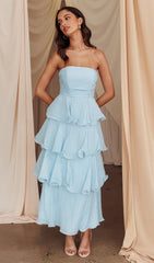 Strapless Layered Midi Dress