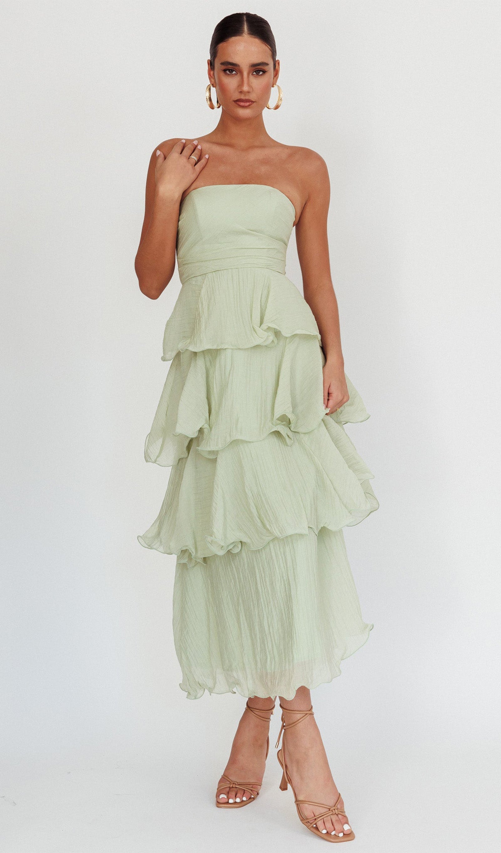 Strapless Layered Midi Dress