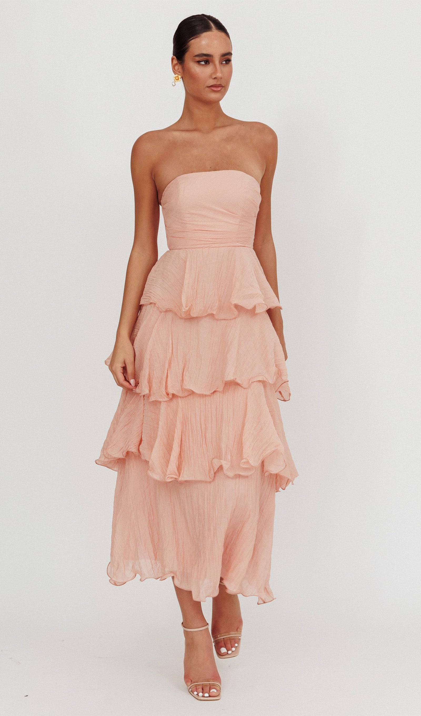 Strapless Layered Midi Dress
