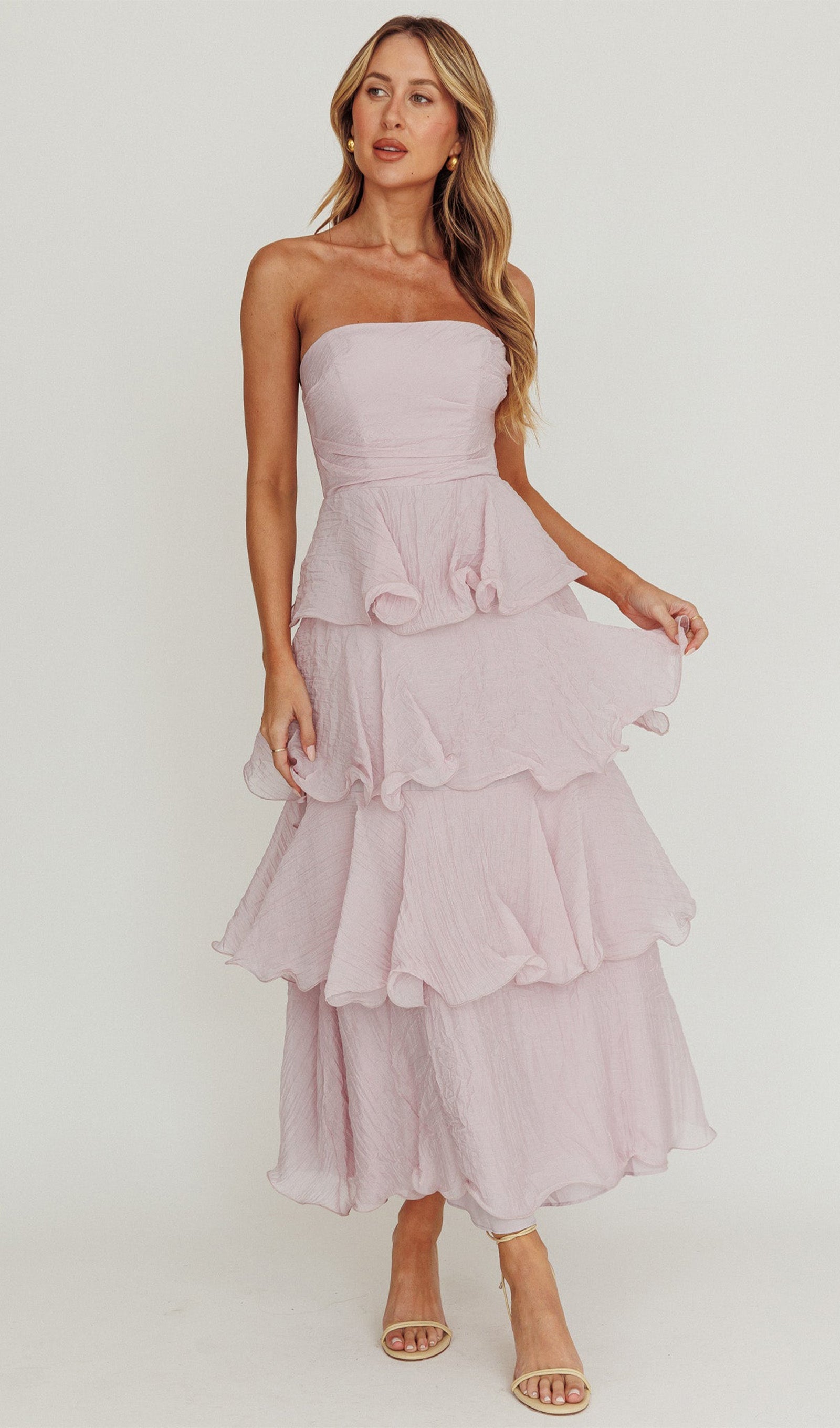Strapless Layered Midi Dress