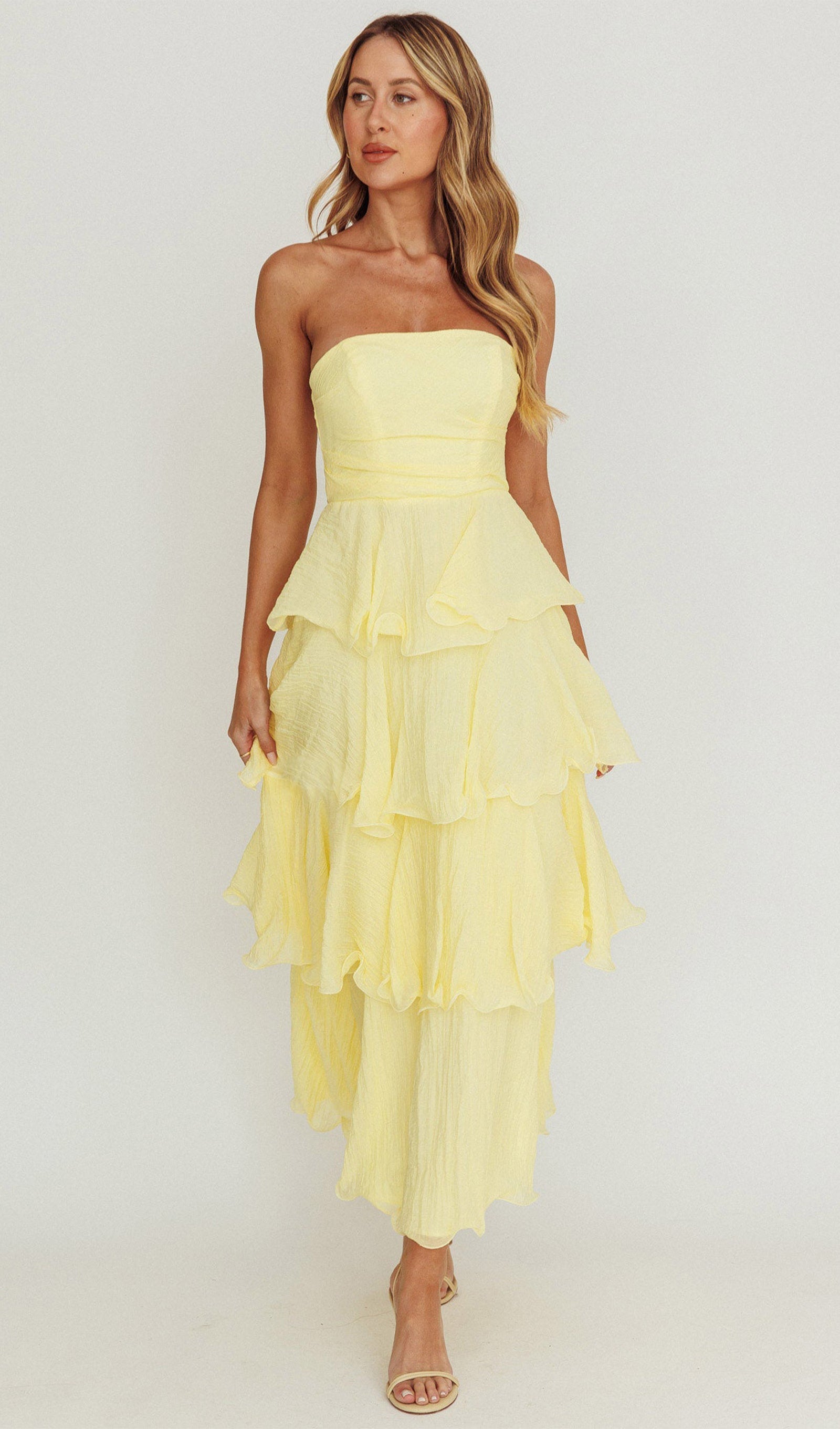 Strapless Layered Midi Dress
