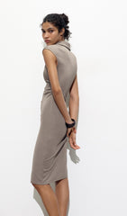 Solid Pique Shirt Midi Dress