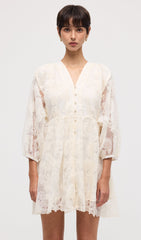 V Neck Embroidery Lace Mini Dress