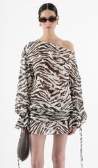 Zebra Open Back Mini Dress