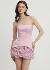 Strapless Tie-Up Tulip Mini Dress